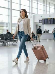 Expandable Carry-On Suitcase With Double Zippers, Durable ABS Structure, 4 Removable Wheels, 10kg Capacity, Carry-On Capacity, Adjustable Telescopic Handle, Secure Combination Lock - Coral Pink - View 3
