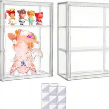 DIY组装PET收纳盒，透明灰色多层防尘展示柜，桌面手办盲盒，化妆品收纳盒 - 彩色 - 查看 8