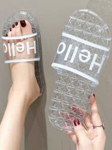 PVC透明拖鞋，夏季塑料凉鞋，轻便室内浴室拖鞋，便携式淋浴拖鞋，速干防滑浴室拖鞋，时尚水晶沙滩凉鞋，简约风格拖鞋，适用于家庭、宿舍、健身房、泳池、水疗中心、露营、海滩、酒店淋浴间等场合，返校必备，家居用品，浴室用品，节日礼物，生日礼物，派对礼物 - 彩色 - 查看 6