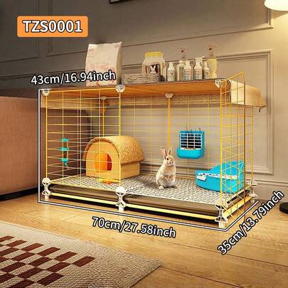 Indoor Rabbit Hutch With Tray, Easy To Clean, Suitable For Pet Raising Of Small Animals Like Guinea Pigs, Dwarf Rabbits, Etc.