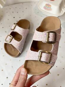 Sandal Selop Anak Berkilau - Bahan Suede Imitasi dan Sol Gabus Lembut, Nyaman untuk Dipakai di Dalam dan Luar Ruangan - Berwarna merah muda - View 5