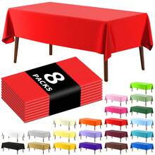8 piezas Mantel desechable rectangular de unicolor, mantel de plástico PEVA impermeable y resistente al aceite para decoración de mesa de postres y fiestas - Multicolor - Ver 20