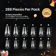 Beetles Soft Gel Nail Tips Short Almond 288pcs In 12 Sizes, Etch-X Pre-Etched Full Cover Acrylic Fake Nails Art - Coffin Medium 288pcs (Etch X Nail Tips) - 查看 3
