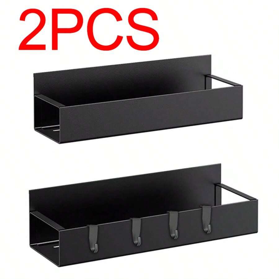 2Pcs Black Spice Rack For Refrigerator Oven Fridge Shelf Space Saving No-Drill - View 1