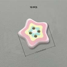 10/16/32颗装 1.75厘米 多色卡通四眼星格子印花树脂纽扣，塑料缝纫纽扣，适用于编织、DIY服装、工艺品、美术用品、缝纫配件 - 1.75cm 星星 - 查看 13