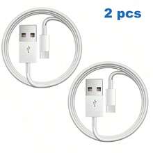 2根100厘米/3.3英尺高效数据传输和快速充电线，兼容 17系列、17 Pro Max/17 Pro/17 Air/17/16/15、S25/S24/S23/S22/S21 Ultra Plus等机型 - 白色 - 查看 2