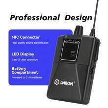 LMBGM 专业无线头戴式腰包麦克风系统，USB 可充电，适用于演出舞台会议 - 查看 6