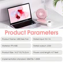 Ventilador de escritorio USB SWEETFULL, pequeño pero potente, personal y portátil, silencioso con 3 velocidades, ventilador de mesa/escritorio ajustable mini para enfriar el hogar, la oficina, el coche, regalos de verano - Multicolor - Ver 4