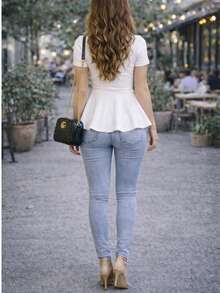 Top peplum versatil manga corta. - Blanco - Ver 3