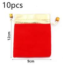 5/10pcs/Pack Gold-Edged Velvet Drawstring Bags, Multi-Size Velvet Jewelry Gift Cosmetic Packaging Bags, Fabric Gift Bags For Earphones, Jewelry, Storage And Gift Packaging - Gold-edged Drawstring Bag - View 13