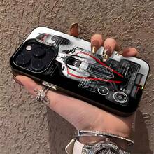 Diseño de coche de carreras: blanco, negro, rojo.funda de teléfono Fundas compatibles con ,Apple,VIVO,OPPO,,, y Honor.Fabricadas en silicona TPU,ofrecen protección contra golpes y caídas. - Negro - Ver 5