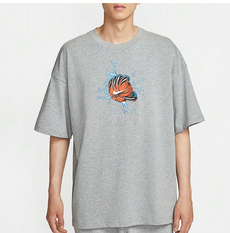 Nike 男士透氣超寬鬆印花短袖 - 灰色 - 查看 1