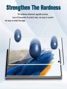 5片装曲面钢化玻璃屏幕保护膜，兼容三星Galaxy S23 Ultra/S26 Ultra/S25 Edge/S25/S24/S23/S22/S21 Plus/FE Galaxy S10/S10+/S20/S20+ S25+/S24+/S23+/S22+/S21+，9H硬度，支持指纹识别，超高清 - 無色 - 查看 2