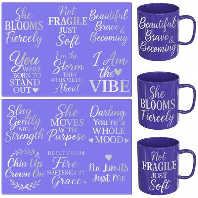  XRTHGS 12PCS/SET UV DTF Cup Wraps Style Self-Adhesive Sticker For Coffee Cups, Water Bottles, Home Decor, Laptops And Refrigerator DIY Crafts(Mug Not Included)