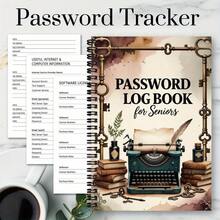 70-Page Vintage Password Notebook - Spiral Bound Notebook With Antique Key And Pen Design, Suitable For Internet And Computer Login, Website Records, Username And Password Management, Home Or Office Organization | Retro Aesthetic Notebook | Durable Cover - A5 - View 6