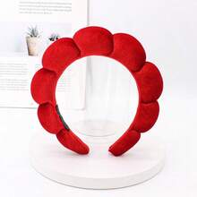 1pc High-Quality Velvet Hair Spa Headband, Fluffy Soft Hair Accessory, Hair Hoop, Hair Tie, Makeup Headband - Pink - View 7