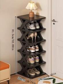 1pc 9/6/3 Tier Vertical Shoe Rack, Space Saving Narrow Shoe Organizer, Small Shoe Rack DIY Freestanding, Suitable For Entryway Closet Hallway, Easy Assembly Stable Structure, Black Plastic Material - Multicolor - View 9