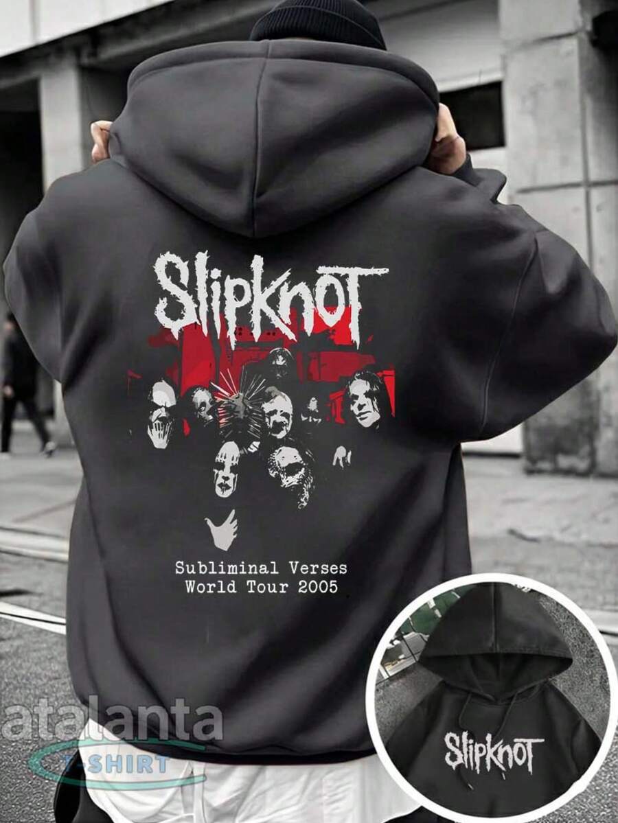 SKT Basic Kangaroo Hoodie With Rock Band Masks - Men's Streetwear - Various Colors - Street Style!!! We Have Plus Sizes!! - 深灰色 - 查看 1