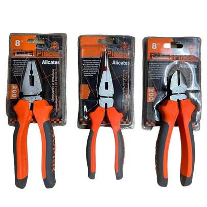 3 PIECE 8" - 200mm STEEL PLIER SET LONG NOSE | COMBINATION CUTTERS | CUTTING