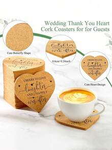 36件/18件/3件/1件婚礼礼品套装,包含软木杯垫、婚礼宾客杯垫礼盒套装、婚礼回礼、心形杯垫、婚礼纪念品、感谢卡和欧根纱袋、木质心形杯垫、伴娘伴郎礼物、单身派对回礼、婚礼礼物、新娘送礼会纪念品、防滑耐热杯垫 - 多色 - 查看 8