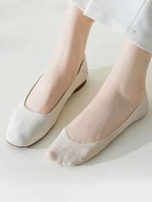 chuanwa（2） 1/5/10 Pairs Women's Summer Thin Comfortable Silicone Non-Slip Seamless Ice Silk Anti-Pilling Solid Color Boat Socks - Multicolor - View 7