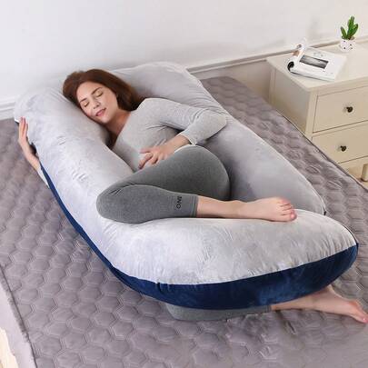 Coussin de grossesse, coussin de grossesse en forme de J pour tout le corps, coussin de sommeil, coussin pour dormir sur le côté, grand coussin de soutien pour le dos, les jambes, le ventre et les hanches des femmes enceintes