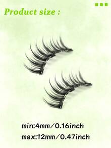 2 Pairs Natural Magnetic Eyelashes With Mirror, Convenient Quick Wear & Removal, Reusable Wet Eyelashes, Anime Style Magnetic Eyelashes 2 Pairs - Black - View 9