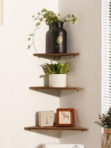 1pc/3pcs Corner Wall Shelf Plant Display Rack Floating Storage Shelf Boho Wall Mounted Organizer For Living Room Bedroom Kitchen Office Balcony Home Decor Small Space Plant Stand Bookshelf Picture Frame Holder Room Accent Decor Entryway Shelf Art - Multicolor - View 10