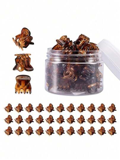 30pcs Amber Color Mini Hair Clips With 1 Storage Jar - Suitable For Various Hairstyles Decoration, Strong Hold For Buns And Bangs; These Multipurpose Hair Clips Are Casual Hair Accessories For Autumn/Winter, Also Suitable For Matching Vacation Outfits, Hair Accessories, Christmas Gifts, Adult Christmas Gifts, Hair Accessories, Christmas Gifts, Adult Christmas Hair Accessories, Gift Ideas, Beauty Christmas Gifts, Christmas