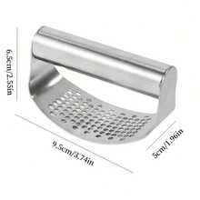 1pc Manual Stainless Steel Garlic Press, Home Garlic Crusher, Garlic Mincer Tool - Silver - View 7
