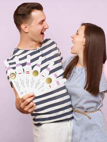 40张蓝色刮刮式验孕套装，适合男宝宝的迎婴派对游戏 - 彩色 - 查看 8