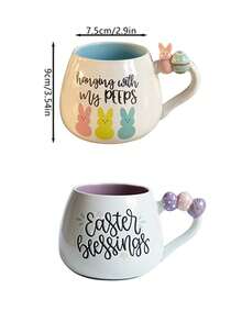 1pc Easter Bunny Egg Mug Creative 3D Rabbit Egg Ceramic Mug Design Suitable For Home Living Rooms And Bedrooms Breakfast Cup, Afternoon Tea Latte Art Festive Gatherings, Gift-Giving Occasions Easter Holiday Gift - Multicolor - View 6