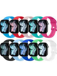 10 pièces Bracelets de montre de sport en silicone doux compatibles avec 38mm 40mm 41mm 42mm 44mm 45mm 46mm 49mm, convient pour les séries de montres 10 SE 9 8 7 6 5 4 3 Ultra, ensemble de cadeaux essentiels de fitness à la mode - Multicolore 6 - Voir 9