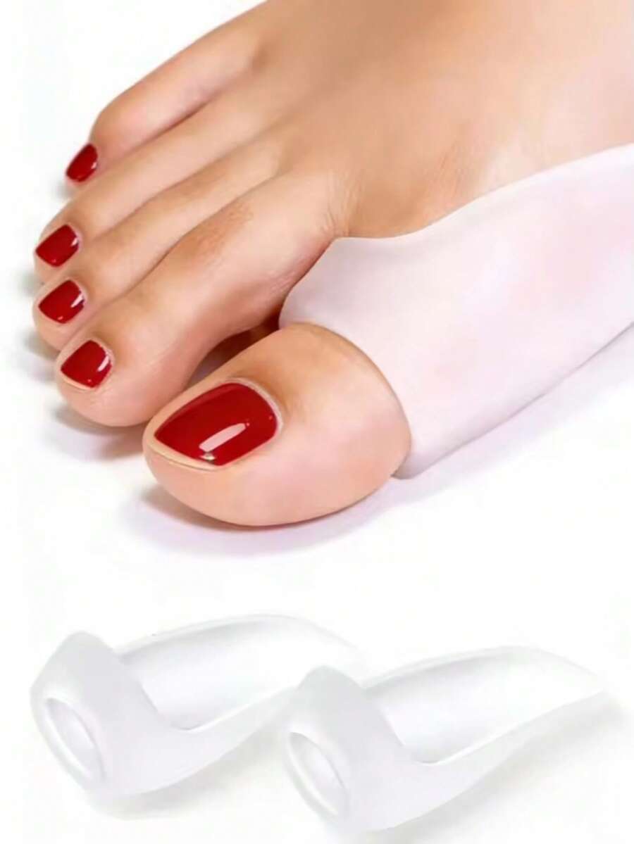 2pcs Gel Toe Protector Sleeves, Relieve Big Toe Friction, Pain And Pressure - White - View 1