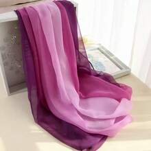 1 chiếc khăn choàng voan màu cầu vồng chuyển sắc, khăn choàng dài nhẹ đa năng dành cho nữ, thích hợp đi biển, đi nghỉ mát. - Màu tím - Xem 2