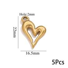 5-Piece 304 Stainless Steel Heart-Shaped Shell Fishbone Mini Pendants Jewelry Making DIY Women's Necklace Earrings Gold-Plated Pendant Connectors Bulk Jewelry Craft Supplies - Pendants - View 11