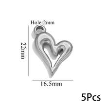 5-Piece 304 Stainless Steel Heart-Shaped Shell Fishbone Mini Pendants Jewelry Making DIY Women's Necklace Earrings Gold-Plated Pendant Connectors Bulk Jewelry Craft Supplies - Pendants - View 7