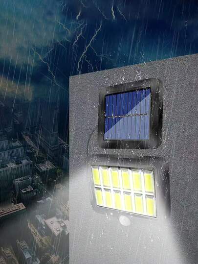 12-Panel Solar Wall Light, COB Solar Lamp, Outdoor Solar Wall Lamp With Motion Sensor, Suitable For Outdoor, Garden, Yard, Garage, House, Solar Powered, Auto Charging In Daytime And Auto Lighting At Night