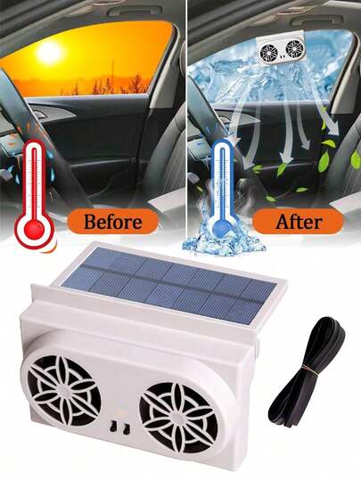 Solar Powered Car Window Exhaust Fan, Car Air Purifier, Solar Powered Car Ventilation Fan Suitable For Backseat Or Front Seat, Car Cooling Fan, Car Accessories (Battery Not Included)