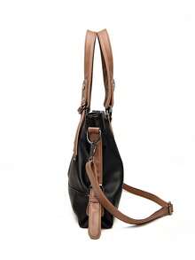 2026新款酒红色女士斜挎包，中年女士大容量手提包，吸睛女士工作包 - 黑色 - 查看 5