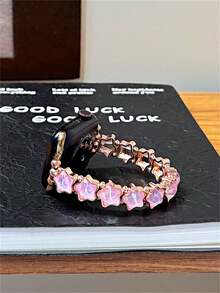 适用于 Ultra/SE 2/SE 1/Series 11/10/9/8/7/6/5/4/3/2/1，尺寸 38/40/41/42/44/45/46/49 毫米的梦幻星形弹性表带 - 粉色 - 查看 6