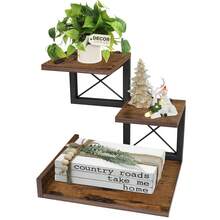 Desk Shelf Organizer, Wood Desktop Organizer Small Bookshelf, 3 Tier Storage Shelf Riser Display Stand For Office Decor And Desk Accessories, Rustic Brown Black - Multicolor - View 10