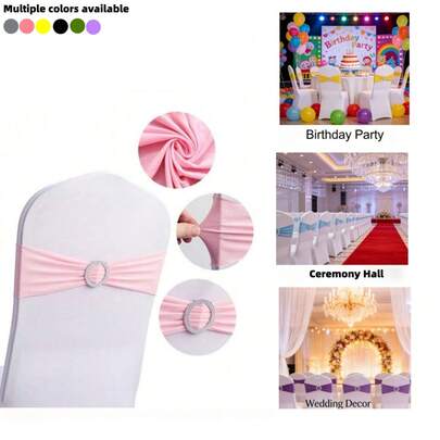 11/33/66pcs Elastic Chair Back Decorative Bands With Buckle Sliders - Universal Easy Installation Elastic Decorative Bands With Shiny Round Ring Buckle, Suitable For Decorating Chair Backs, Chair Covers, Birthday Parties, Weddings, Banquets, Parties, Hotel Events, Suitable For Birthday, Wedding, Graduation, Welcome Parties, Hotel Conferences, Auditoriums, Easter And Other Holiday Party Venues