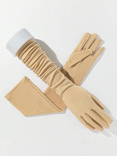 1 Pair Women's Fashion Minimalist Long Gloves, Suitable For Decoration, Outings, And Party Matching