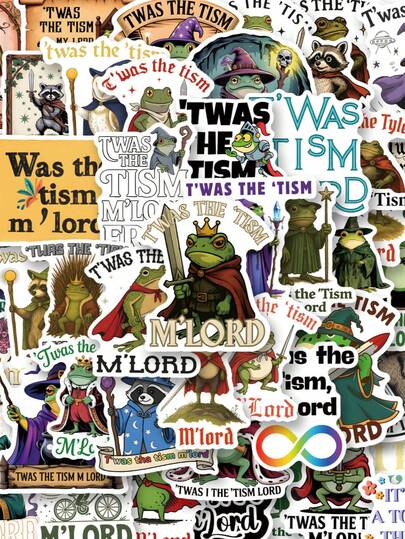 50 piezas Pegatinas "Twas The Tism Mlord" Pegatinas de autismo Pegatinas de rana Pegatinas vintage para botellas de agua, guitarras, equipaje, teléfonos, estuches, portátiles, monopatines, regalos