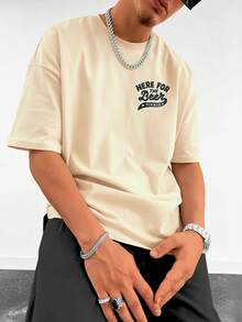 Fashionable Men Short Sleeve T-Shirt | Graphic Design | Essential For Summer | Comfortable & Breathable, Express Your Style - Apricot - View 6