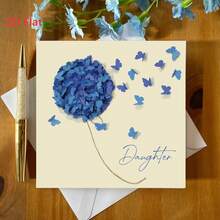 Blue Hydrangea & Butterfly Birthday Card (Non-3D), With Envelope, Christmas - Multicolor - View 12