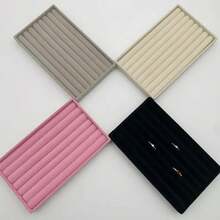 Exhibición de joyería de terciopelo, soporte de joyería exquisito apilable, anillo portátil, pendientes, collar, caja organizadora - Tres en uno - Ver 9