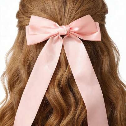 Pinza de pelo con lazo extra grande en color rosa, adecuada para bodas, fiestas y uso diario