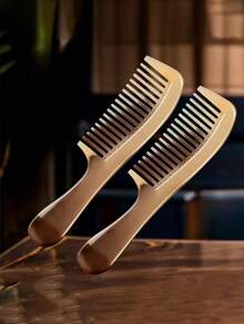 Large Horn Comb, Thick Massage Brush With Plastic Teeth, ABS Plastic Handle, Suitable For All Hair Types, Natural Material, Unique Comb Pattern - Multicolor - View 3